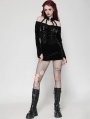 Black Gothic Sexy Punk Velvet Halter Mini Bodycon Dress