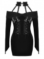 Black Gothic Sexy Punk Velvet Halter Mini Bodycon Dress