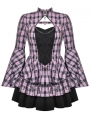 Pink Butterfly Gothic Doll Bell Sleeve Short Dress