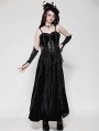 Black Gothic Sexy Hollow Lace Velvet Maxi Dress