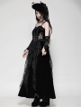 Black Gothic Sexy Hollow Lace Velvet Maxi Dress