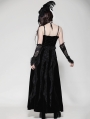 Black Gothic Sexy Hollow Lace Velvet Maxi Dress