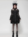 Black Gothic Lolita Butterfly Print Bell Sleeve Short Dress