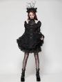 Black Gothic Lolita Butterfly Print Bell Sleeve Short Dress