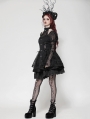 Black Gothic Lolita Butterfly Print Bell Sleeve Short Dress