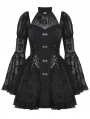 Black Gothic Lolita Butterfly Print Bell Sleeve Short Dress