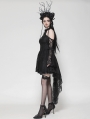 Black Gothic Lace Halter Cold Shoulder High-Low Dress