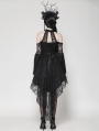 Black Gothic Lace Halter Cold Shoulder High-Low Dress