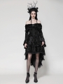 Black Elegant Gothic Off-the-Shoulder Velvet High-Low Dress