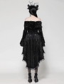 Black Elegant Gothic Off-the-Shoulder Velvet High-Low Dress