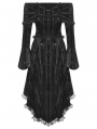 Black Elegant Gothic Off-the-Shoulder Velvet High-Low Dress