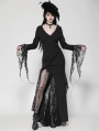 Black Gothic Sexy Witch Asymmetrical Lace Slit Long Dress