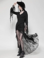 Black Gothic Sexy Witch Asymmetrical Lace Slit Long Dress