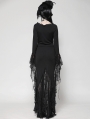 Black Gothic Sexy Witch Asymmetrical Lace Slit Long Dress