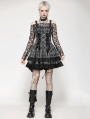 Grey Plaid Gothic Metal Studded Strap Short Dress