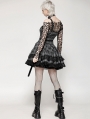 Grey Plaid Gothic Metal Studded Strap Short Dress