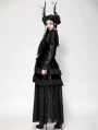 Black Vintage Gothic Velvet Lace Layered Maix Dress