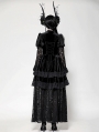 Black Vintage Gothic Velvet Lace Layered Maix Dress