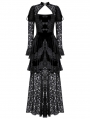 Black Vintage Gothic Velvet Lace Layered Maix Dress