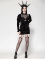 Black Gothic Bat Mesh Illusion Sexy Velvet Bodycon Dress