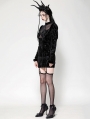 Black Gothic Bat Mesh Illusion Sexy Velvet Bodycon Dress