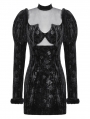 Black Gothic Bat Mesh Illusion Sexy Velvet Bodycon Dress