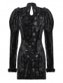 Black Gothic Bat Mesh Illusion Sexy Velvet Bodycon Dress