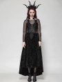 Black Romantic Gothic Lace Applique Sexy Long Velvet Dress