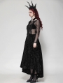 Black Romantic Gothic Lace Applique Sexy Long Velvet Dress