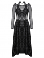 Black Romantic Gothic Lace Applique Sexy Long Velvet Dress