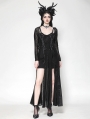 Black Gothic Sexy Spider Mesh Pattern Long Dress