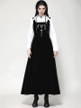 Black Gothic Velvet Horn Embroidery  Suspender Maxi Dress