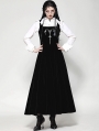 Black Gothic Velvet Horn Embroidery  Suspender Maxi Dress