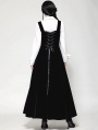 Black Gothic Velvet Horn Embroidery  Suspender Maxi Dress