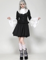 Black and White Elegant Gothic Doll Ruffled Blouse for Women