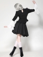 Black and White Elegant Gothic Doll Ruffled Blouse for Women