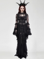 Black Vintage Gothic Heart-Shaped Hollow-Out Lace Tailcoat for Women