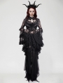 Black Vintage Gothic Heart-Shaped Hollow-Out Lace Tailcoat for Women