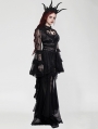 Black Vintage Gothic Heart-Shaped Hollow-Out Lace Tailcoat for Women