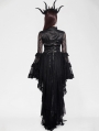 Black Vintage Gothic Heart-Shaped Hollow-Out Lace Tailcoat for Women