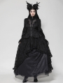 Black Vintage Gothic Jacquard Lace Sheer Tailcoat for Women