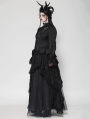 Black Vintage Gothic Jacquard Lace Sheer Tailcoat for Women