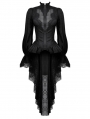 Black Vintage Gothic Jacquard Lace Sheer Tailcoat for Women