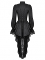 Black Vintage Gothic Jacquard Lace Sheer Tailcoat for Women