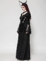 Black Vintage Gothic Embossed Velvet Lace Long Outwear for Women