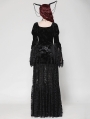 Black Vintage Gothic Embossed Velvet Lace Long Outwear for Women