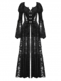 Black Vintage Gothic Embossed Velvet Lace Long Outwear for Women