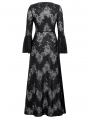 Black Gothic Lace Bow Elegant Long Robe for Women