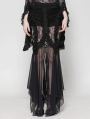 Black Gothic Lace Mesh Splicing Irregular Mermaid Skirt