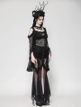 Black Gothic Lace Mesh Splicing Irregular Mermaid Skirt